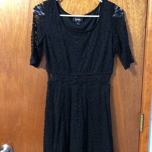 by & by Vintage Lace Half Sleeve Black Dress. Size Small